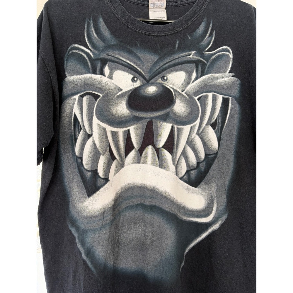 Taz Looney Tunes Graphic Tee Gildan T-Shirt Mens Large Black Vintage Retro